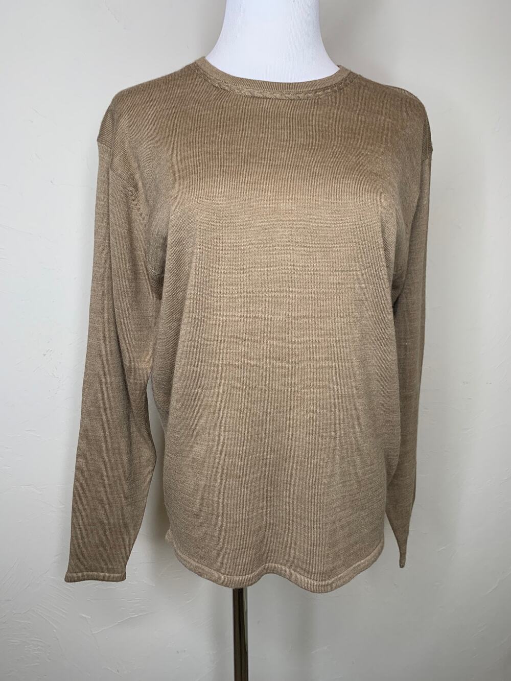 Vintage Casual Corner Light Brown Crew Neck Sweater Sz Small Preppy